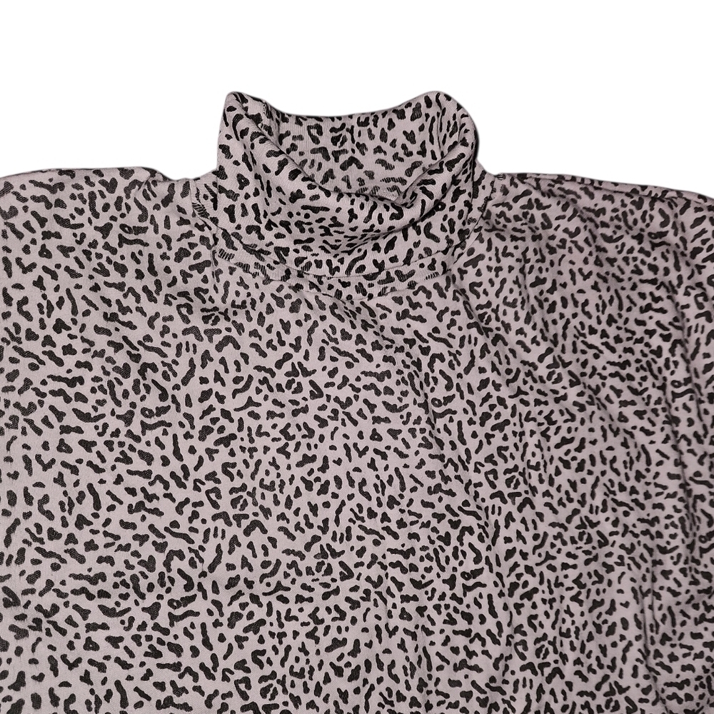 Leopard Print Turtleneck Top, Cream And Brown, Sz M